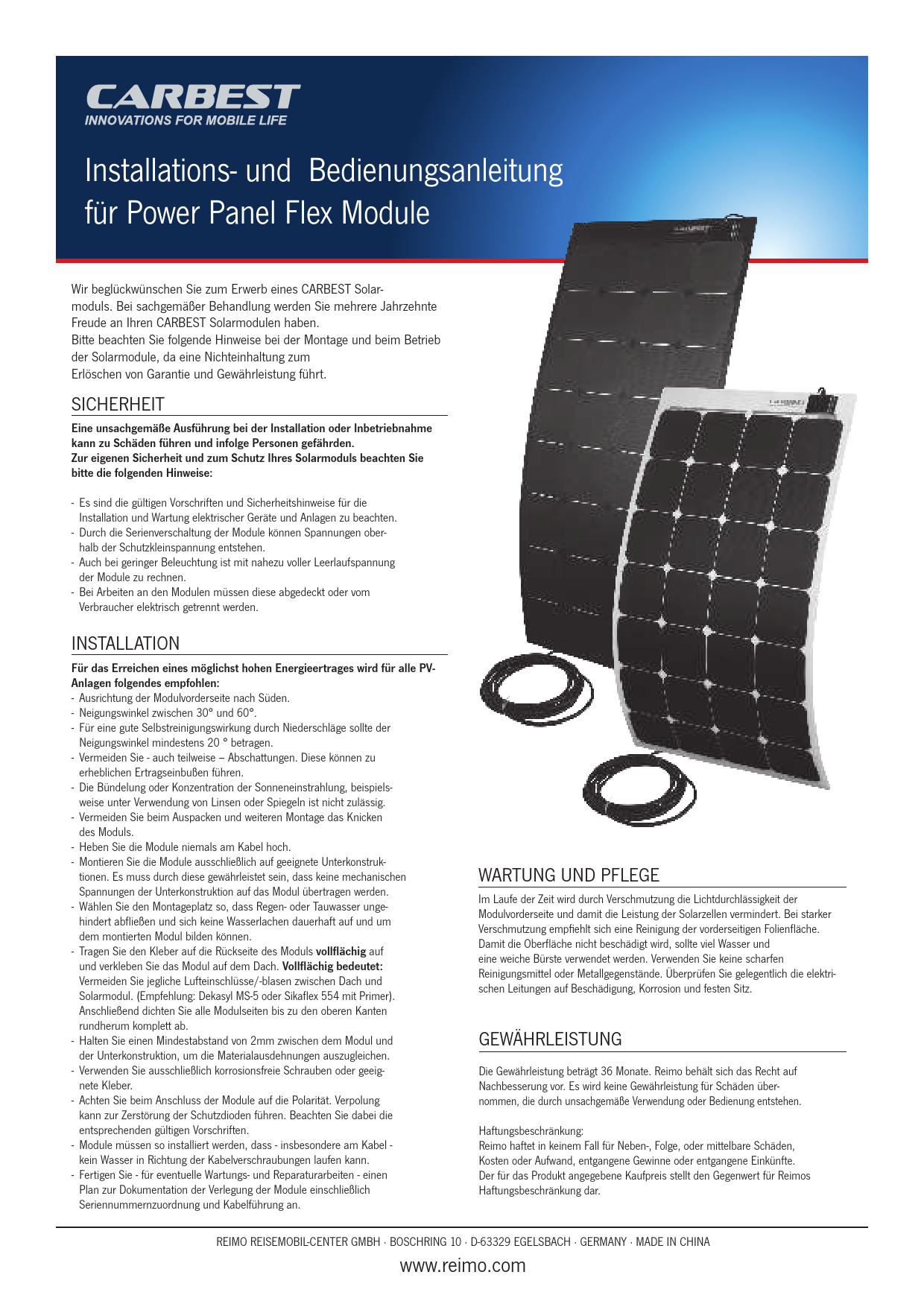 Carbest Power Panel Flex - 12V Manual